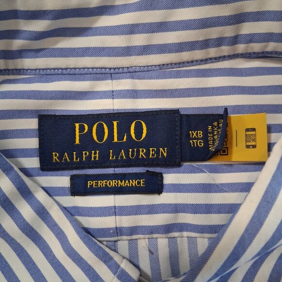 Polo Ralph Lauren Performance Shirt Size 1XB Big Blue Stripe Long Sleeve Classic - Picture 6 of 7